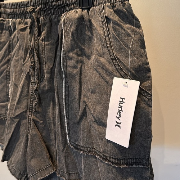 Hurley black cotton distressed fringe pull on shorts NWT XL - Picture 4 of 11